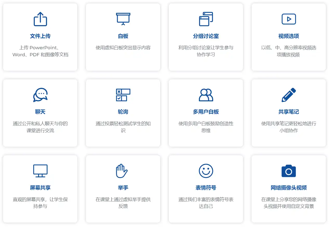 BigBlueButton的特色包括 pic